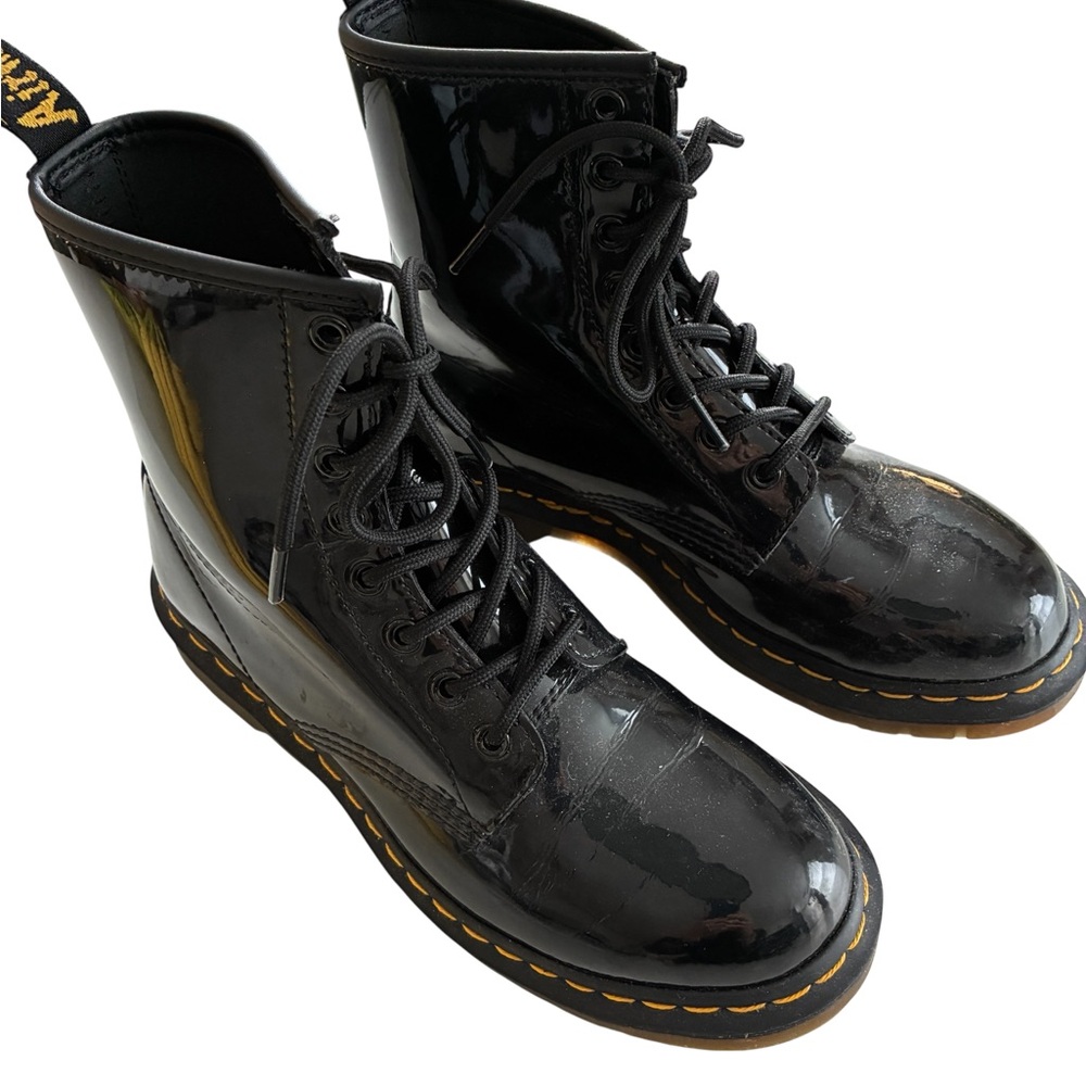 Dr. Martens Shiny Patent Leather Black Combat Boots